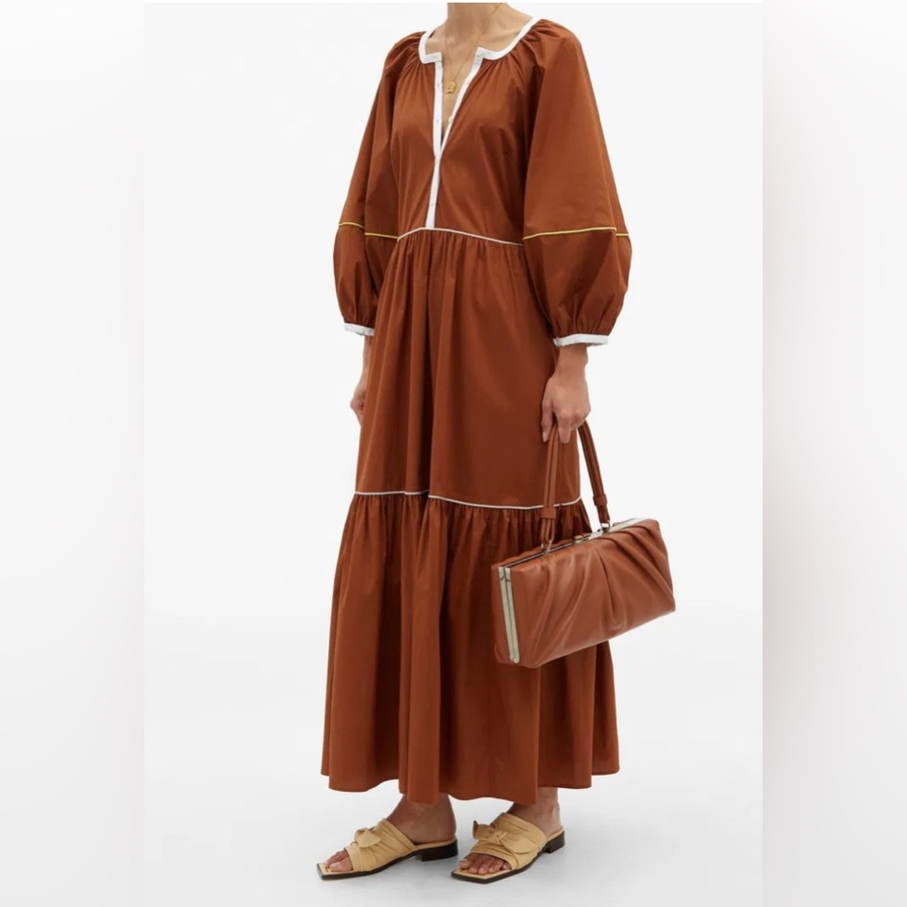 $305 MRSP | STAUD - Demi Tiered Poplin Maxi Dress | US 00 | NWT